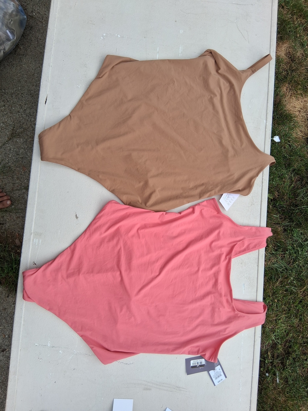 Women’s Thong Bodysuits - Pink and Tan